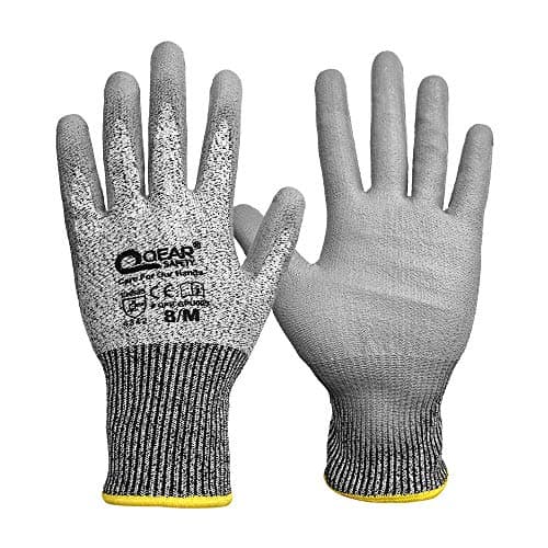 Image of QEARSAFETY 10 Pairs Lightweight Cut Protect Level 3 Work Gloves, HPPE Yarn Lnitted Liner, Thin PU Coated Palm, Breathable, Comfort, Assembling, DYI,9/L