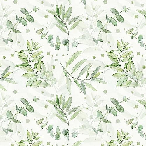 Image of Timeet Self Adhesive Wallpaper White Green 41CM×3M Waterproof Peel and Stick Wallpaper Thicken Sticky Back Plastic Eucalyptus Leaves Contact Paper Removable Vinyl Wrap for Wall Furniture