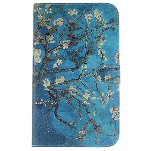 Image of SATURCASE PU Leather Flip Magnet Wallet Stand Card Slots Case Cover for Samsung Galaxy Tab 3 8.0 SM-T310 Plum Flower