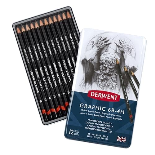 Image of Derwent34214 Graphic Medium Graphite Drawing Pencils, Set of 12, Professional Quality, Black