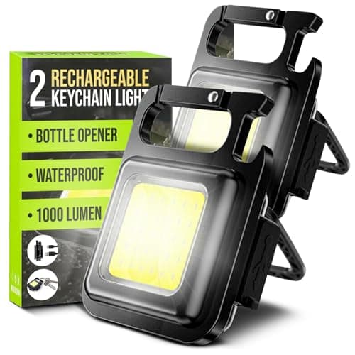Image of Spanner In The Works® | Cob Keychain Flashlight | 1000 Lumen Mini Torch Keyring Led Super Bright Rechargeable | LED Key Ring Torches Rechargeable Keyring Torch | Ideal Small Gifts Portable EDC (2 Pcs)