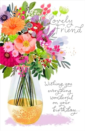 Image of Happy Birthday Card for Her,Beautiful Happy Birthday Card for Friend-Lovely Card for Female Friend with Worded Verse for Special Person/Lovely Friend-Traditional Design Card-Eco-Friendly