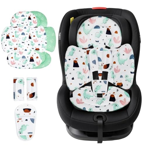 Image of KAKIBLIN Infant Insert Compatible with 4moms Mamaroo Swing Graco Swing and Car Seat,Infant Car Seat Insert for Newborn Girls Boys,Breathable Reversible Design Baby Head and Body Support (Green)