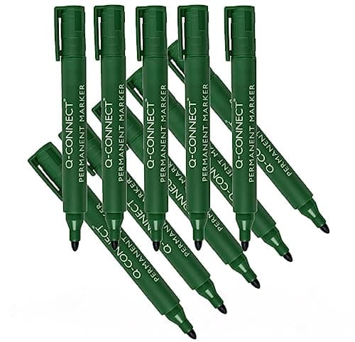 Image of Q-Connect Permanent Marker Pen Bullet Tip Green (Pack of 10) KF01773