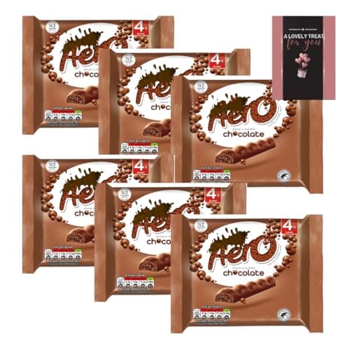 Image of Aero Bubbly Milk Chocolate Bar Bulk Multipack Bars of Chocolate 6 pack (4 x 27g) Good for Sharing Chocolate Bar Snacks Gift Treat Birthday Christmas Hamper
