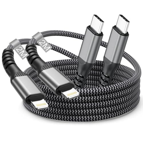 Image of USB C to Lightning Cable 2M 2Pack, MFi Certified Apple iPhone Fast Charger Cable USB C Fast Charging Type C to Lightning Cable for Apple iPhone 14/14 Pro/14 Pro Max/13 Pro/13/12/12 Mini/11/XS/XR/8/SE