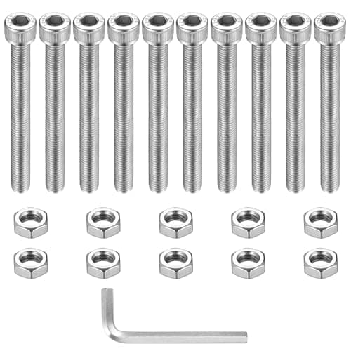 Image of 10 Pcs M10 Bolts and Nuts Set, Hex Socket Head Cap Screws Bolts, Allen Socket Head Cap Screws Nuts and Bolts Set, Stainless Steel Machine Screws, Cylindrical Fully Threaded Bolts Screws (M10x100mm)