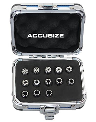 Image of Accusize Industrial Tools 1 to 7 mm by 1 mm ER11 Collet Set, 13 Pcs, in Fitted Strong Aluminium Box, 3350-0581