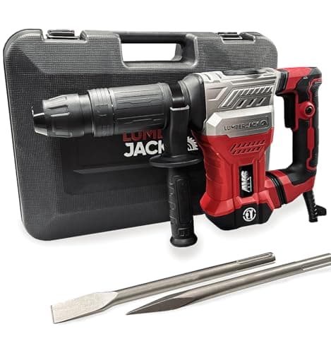 Image of LUMBER JACK SDS Max Demolition Hammer 1300W, 18J Impact Energy, 230V, Heavy Duty Concrete Breaker with Chisels & Carry Case