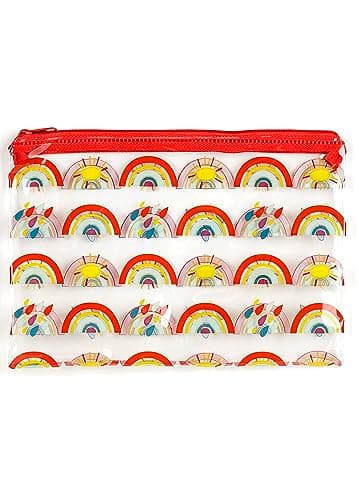 Image of Puckator Somewhere Rainbow Design Clear Pencil Case, Height 14cm Width 20.5cm