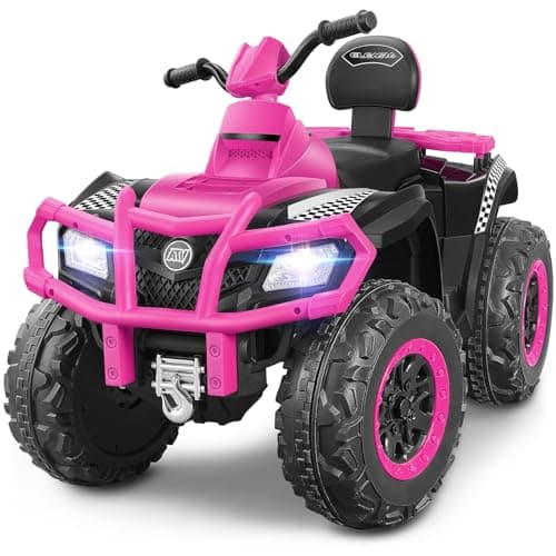 Image of ELEMARA 2 Seater Ride on ATV for Big Kids, 4 Wheeler Quad Ride on Toy with Strong Battery,Electric Car for Kids, 4mph Max Speed, Battery Powered Ride on Car for Boys&Girls, Bluetooth, LED Light,Pink