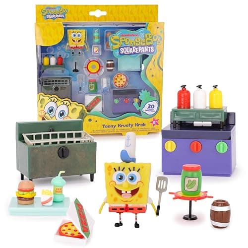 Image of Toyland 20 Piece Spongebob Squarepants Figure and Accessory Play Set - Imaginative Toy Figures for Teeny Krusty Krabs - Age 5+
