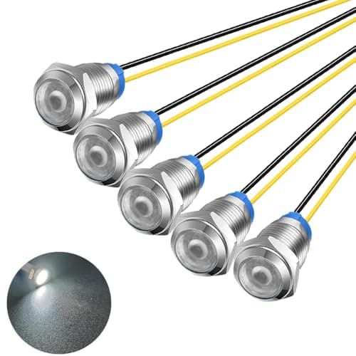 Image of Gebildet 5pcs 10mm 230V AC LED Metal Indicator Light Waterproof Signal Lamp (White)