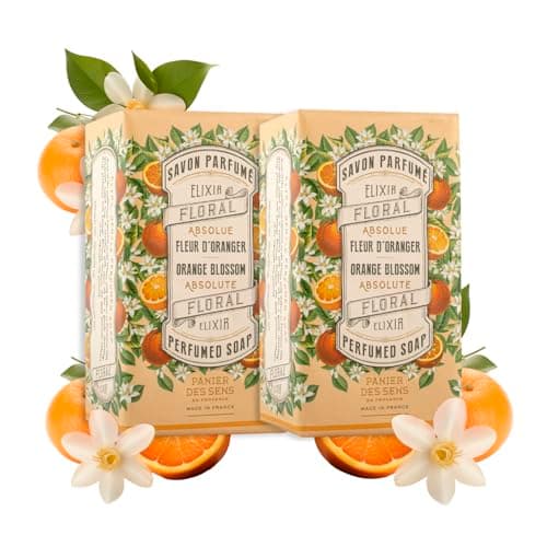 Image of Panier des Sens - Orange Blossom Soap Bar 2x 150g - Moisturizing Gentle Scented - Natural Soap with Olive Oil - 97% Natural Ingredients Made in France - Vegan