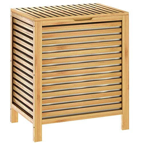 Image of CASARIA® Bamboo Laundry Basket | 62L Capacity | Removable Cotton Liner | Ventilated Design to Prevent Odours | Sturdy & Moisture-Resistant | Ideal for Bathroom, Bedroom & More