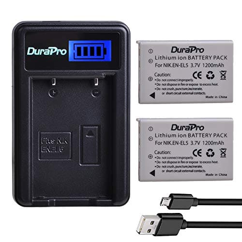 Image of DuraPro 2Pc EN-EL5 EN EL5 Battery + LCD USB Charger for Nikon EN-EL5 Battery; NIKON Coolpix P530, P520, P510, P100, P500, P5100, P5000, P6000, P90, P80 Cameras