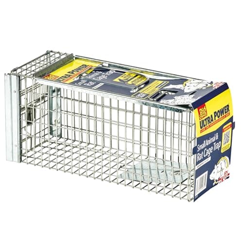 Image of The Big Cheese Ultra Power Rat Trap Cage - Humane Rat Catcher for Rats, Squirrels, Mink – Heavy-Duty Galvanised Mesh, Easy Set-Up with Spring-Loaded Door & Transportation Handle – 36cm x 14cm x 16cm