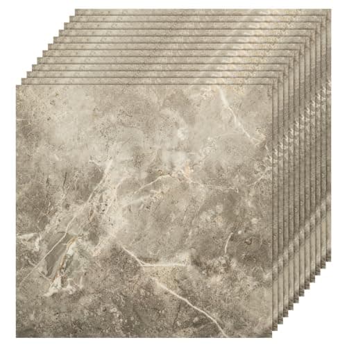 Image of GREENSAPPIRE 80PCS Self-Adhesive Floor Tiles, 30x30cm Peel and Stick Marble Effect Vinyl Flooring – Waterproof Stick-On Tiles for Bathroom, Kitchen, Living Room, and Bedroom (80, Grey Marble)