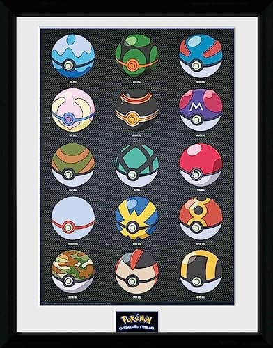 Image of GB eye Pokémon Pokeballs 30 x 40cm Framed Collector Print