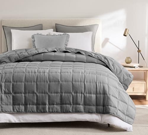 Image of R.SHARE Quilted Bedspread Soft and Comfortable Grey, King Size Bedspread 220x240 cm, Lightweight Coverlet Comforter Bed Cover for Spring Summer All Season Oeko-TEX