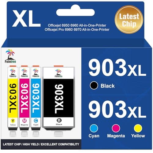 Image of Palmtree 903XL Replacement for HP 903XL Ink Cartridges Multipack Compatible for HP Officejet 6950 6960 Officejet Pro 6960 6970 (Black Cyan Magenta Yellow)