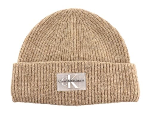 Image of Calvin Klein CKJ Neutral Mono Beanie Travertine, Travertine, One Size