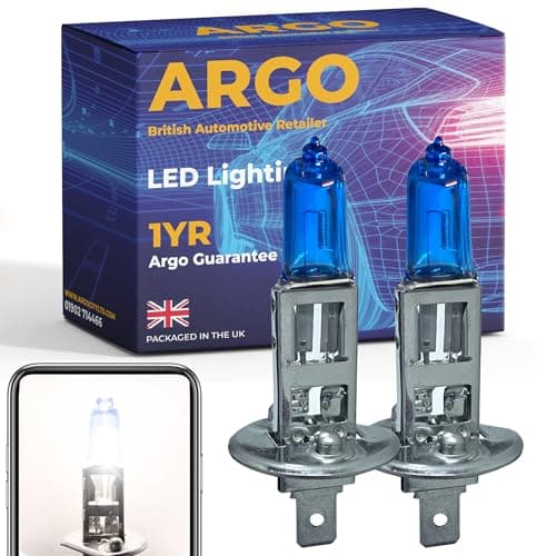 Image of Argo H1 Headlight Bulb 55w Xenon White 6000k Super Bright Replacement h1 Bulb 448 P14,5s Car Van Front Fog Light Lamp Main Dipped High Low Beam Upgrade Halogen H1 Bulbs 12v