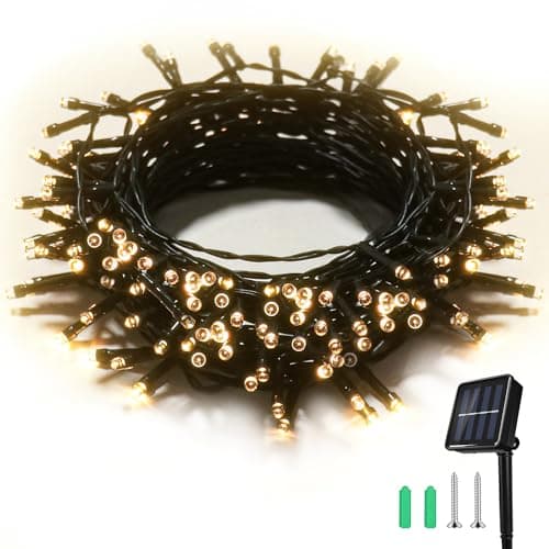 Image of SLWOO Solar Lights Outdoor Garden - 10M/33ft 100 LED String Lights Waterproof, 2 Modes, Solar Powered Fairy Lights Indoor Outdoor for Garden, Patio, Yard, Tree, Festival, Party (Warm White)
