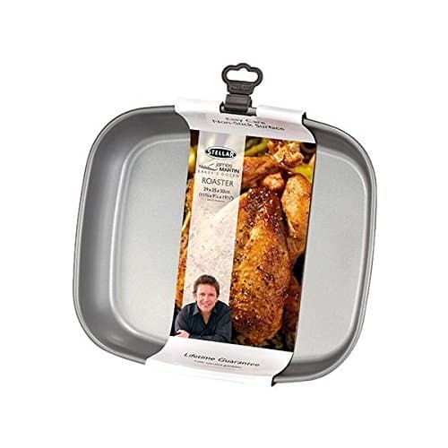 Image of Stellar James Martin Non-Stick Roasting Tray, Dishwasher Safe, Carbon Steel, 29cm x 25cm x 5cm