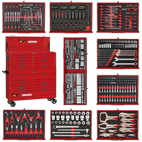 Image of Teng Tools 1133 Piece PRO35 53 Inch Wide Ultimate EVA Foam Red Monster Mega Master Hand Tool Kit - TKS53R1133F