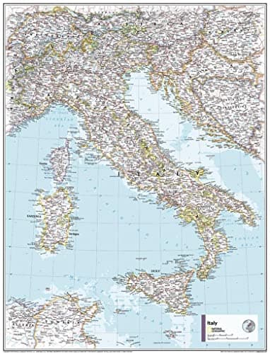 Image of National Geographic Maps: Italy Wall Map - Compact - 54 x 41 cm