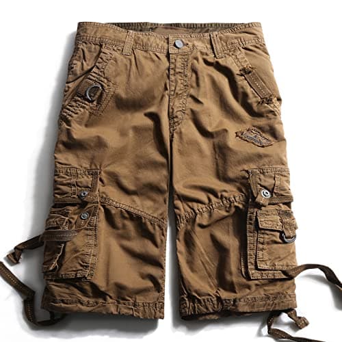 Image of Tianerhay Men's Lightweight Cargo Shorts Utility Work Short Outdoor Cotton Twill Multi-Pocket Shorts Coffee 38