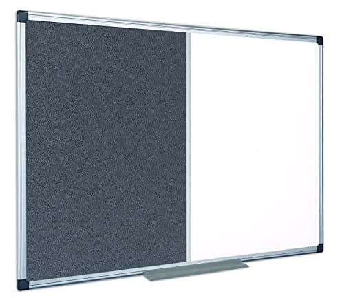 Image of Bi-Office Combination Board Maya, Grey Felt/Melamine, Aluminium Frame, 180 x 120 cm