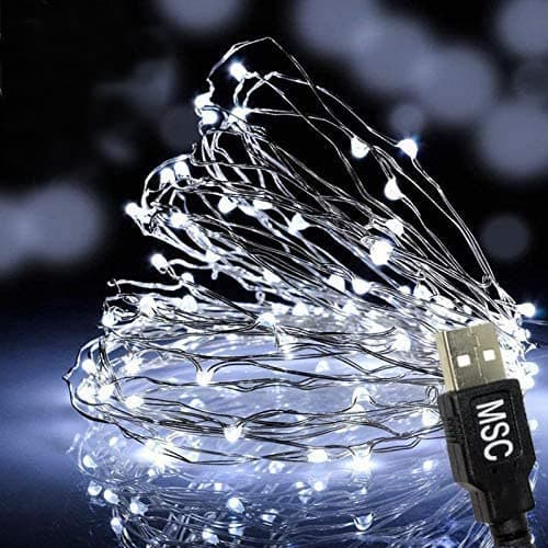 Image of MSC 10ft / 3M * 30 LED's USB Powered LED Cool White Coloured String Fairy Lights On Copper Cable with Light Effects, Ideal for Christmas, Xmas, Party,Wedding,Decoration Cool-USB-3M