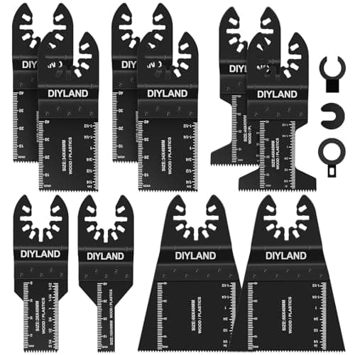 Image of DIYLAND 13PCS Multi Tool Blade Set, Universal Oscillating Saw Blades, Oscillating Tool Accessories for Wood Plastics Cutting, Multitool Blades Compatible with Makita, Milwaukee, Dremel, Ryobi and More
