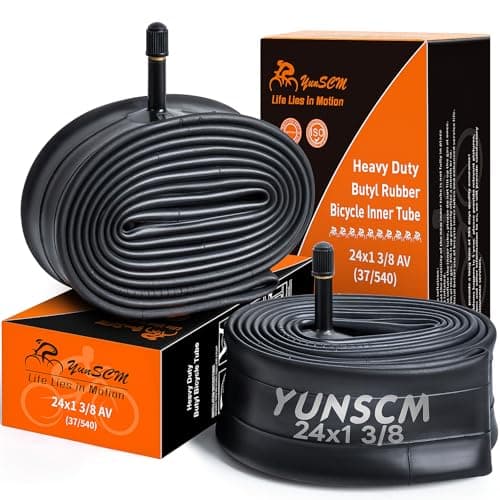 Image of YunSCM 2-PCS 24" Heavy Duty Bike Inner Tubes 24x1-3/8 ETRTO 37-540 AV32mm Schrader Valve 24" Wheelchaire Inner Tubes Compatible with 24x1-3/8 24x1.3-8 Bicycle/Push Bike Tyre Tube