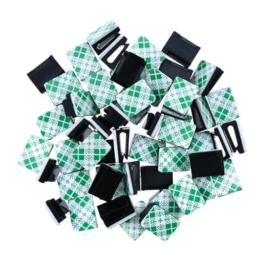 Image of 50Pcs Cable Clips, Cable Clips Self Adhesive, Black and Strong Sticky Wire Clip, Wire Organizers for Desk Wall Workshop Home Office Outdoors Christmas Decorations Outdoors Fairy Light
