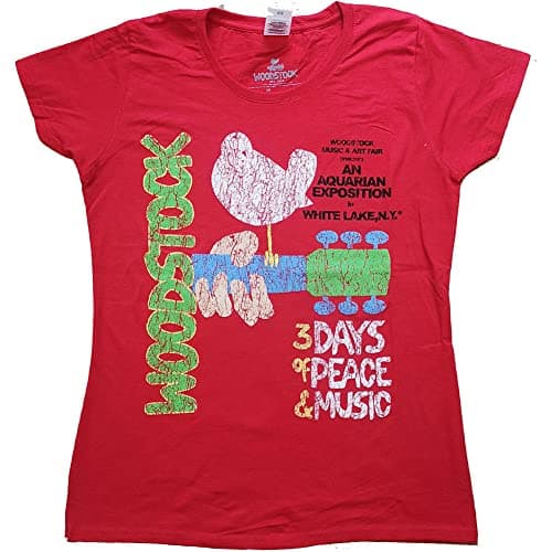 Image of Woodstock Ladies T-Shirt: Vintage Classic Poster - 2X-Large - Red