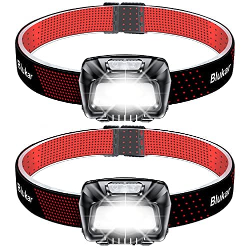 Image of Blukar Head Torch Rechargeable，[2 Pack] 2000L Super Bright LED Headlamp Headlight w/Sensor Control，6 Light Modes，IPX5 Waterproof，30 Hrs Runtime Power Cuts，Emergency，Running，Hiking，Red (K9112)