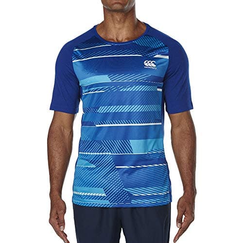 Image of Canterbury Mens Vapodri+ Superlight Graphic Rugby Training T-Shirt Top Sports Blue