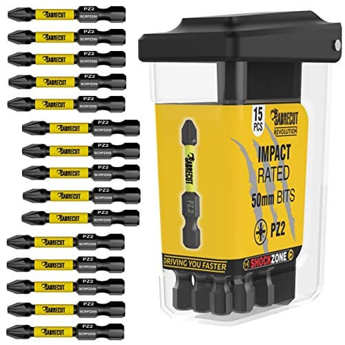Image of 15 x SabreCut SCRPZ25015B 50mm PZ2 Magnetic Impact Screwdriver Driver Bits Set in a TIC TAC Box Single Ended Pozi Pozidriv Heavy Duty