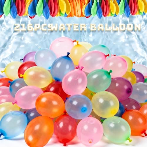 Image of 216Pcs Water Balloons for Kids,Water Balloon Self Sealing Quick Easy Fill,Colorful Splash Water Balls Bombs for Kid Adults Outdoor Garden Beach Family Gatherings Pool Party Fight Water Toy