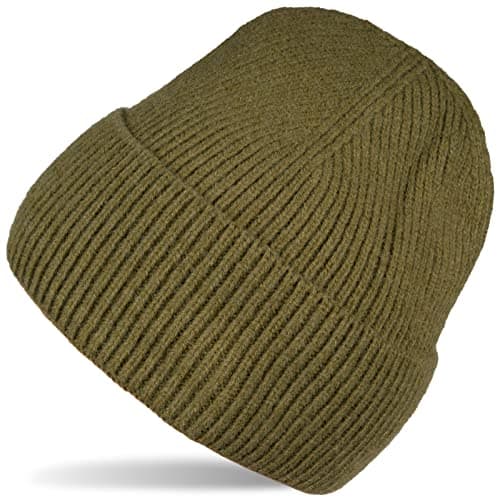 Image of styleBREAKER Unisex Knitted hat with Ribbed Pattern and Wide Brim | Double-Knitted Beanie Winter hat | Warm fine-Knit Cap for Women and Men in Many Colors, Olive
