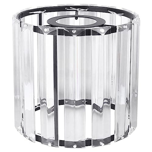Image of Veemoon Small Clear Crystal Barrel Lampshade, Modern Style Glass Cylinder Lampshade Hanging Ceiling Light Cover Accessories for Island Light Floor Table Lamp, 4.7" H (Middle Hole 3CM)