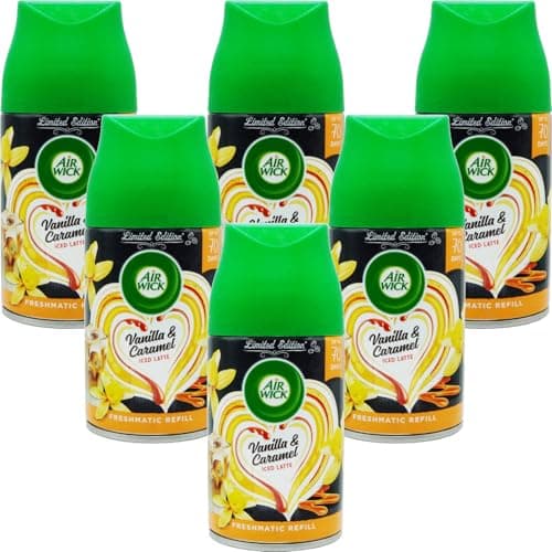 Image of Air Wick Freshmatic Refill, Limited Edition Vanilla & Caramel Iced Latte Fragrance, 250ml, Pack of 6