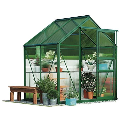 Image of Garden Grow Polycarbonate Greenhouse Large Walk-in Garden Growhouse, Rust-proof Frame, Sliding Door & Supported Twin Wall Panels with Steel Base 6x4 ft (Green)
