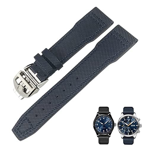 Image of 21mm 20mm Nylon Calfskin Black Blue Green Watch strap Fit for IWC IW377714 MARK18 PILOT STOP Leather Watchbands