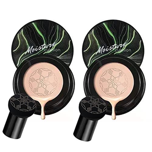 Image of 2PCS Mushroom Head Air Cushion CC Cream Natural Moisturizing Full Coverage Foundation Brightening Pigment BB Cream Matte Foundation Set Gift For Women (Natural)