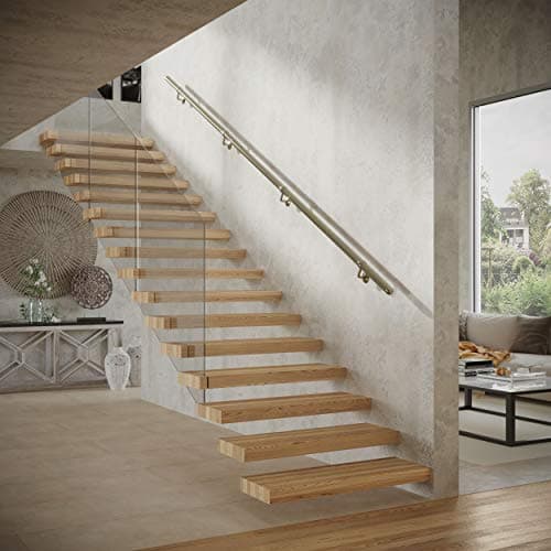 Image of 3.6m Premium Staircase Handrail Banister Stairs Rail Support Kit 3.6m x 40mm Stainless Steel - Antique Copper - Antique Brass - Matt Black (Antique Brass)