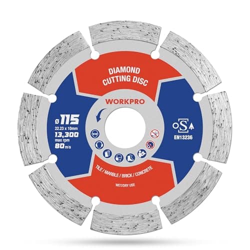 Image of WORKPRO 115 mm Diamond Cutting Disc (4.5") Segmented Blade for Angle Grinder - Concrete, Stone, Masonry, Tile - OSA Safety Certified (1-Pack)